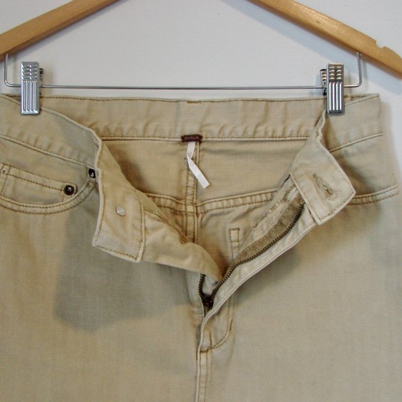 Free People Mini Skirt Beat of the Music Tan Khaki Denim Raw Hem Size 2 Small - Picture 9 of 16